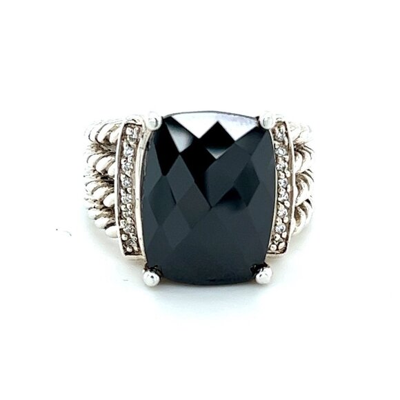 D.Y. 925 Wheaton Onyx/Diamonds Ring - Picture 1 of 10